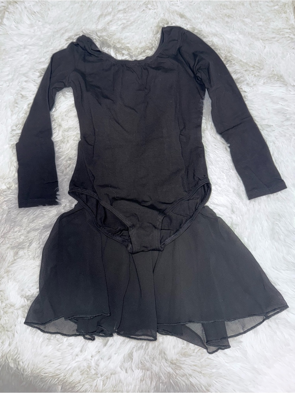 Black Long Sleeve Ballet Leotard with Skirt